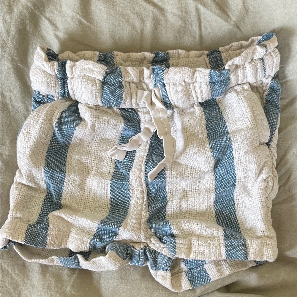 Striped Blue and White Pull-On cotton baby Shorts